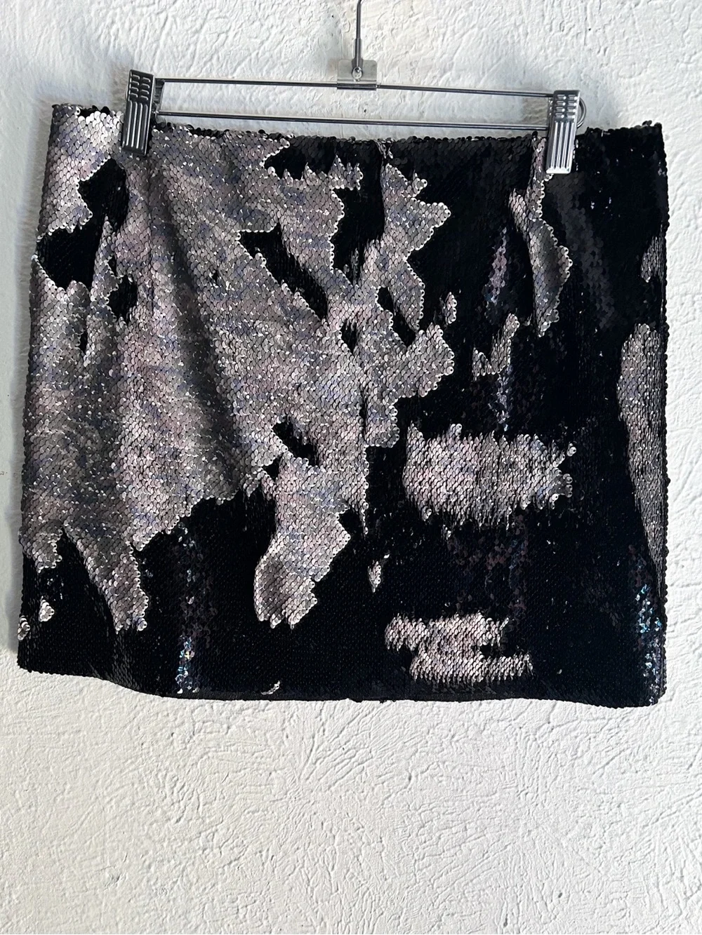 Free People FP One Reversible Black Silver Sequin Mini Skirt Small Party Sz 10